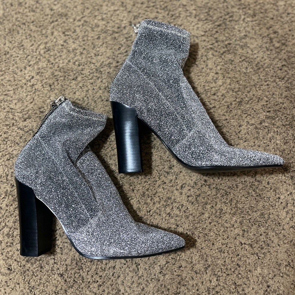 Dolce Vita Silver Ankle Sock Boots